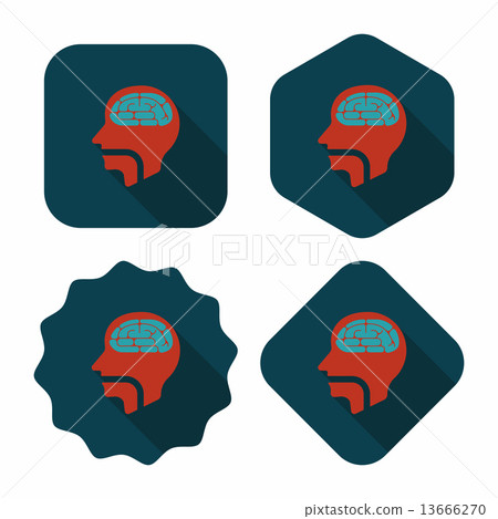 brain flat icon with long shadow 13666270