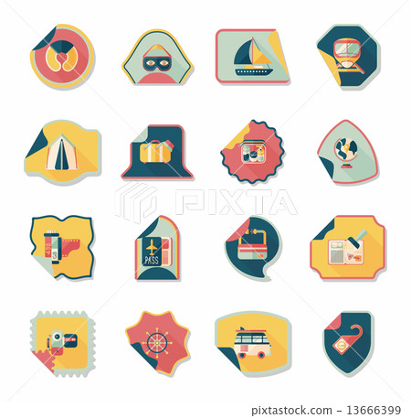Travel sticker flat banner background set, eps10 Travel sticker flat banner background set, eps10 13666399