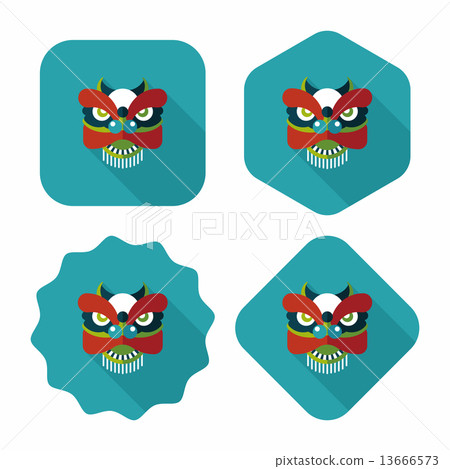Chinese New Year flat icon with long shadow,eps10,The dragon and 13666573