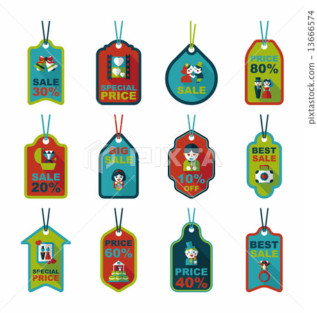 Wedding tag flat design background set, eps10 13666574