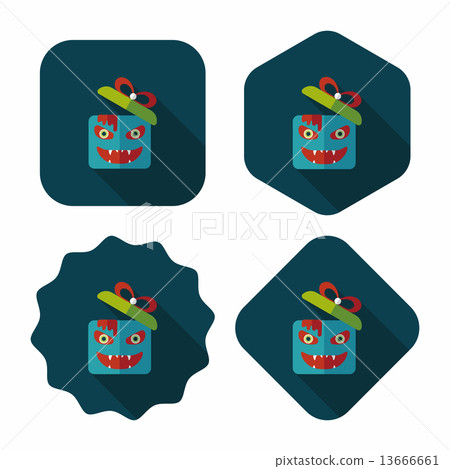 Halloween pumpkin shaped box flat icon with long shadow, eps10 13666661