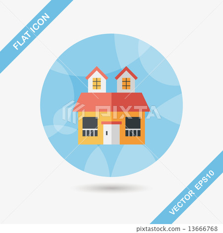 Building flat icon with long shadow,eps10 13666768