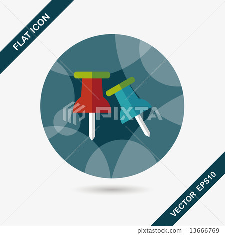 push pin flat icon with long shadow,eps10 13666769