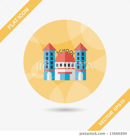 School building flat icon with long shadow,eps10 School building flat icon with long shadow,eps10 13666894