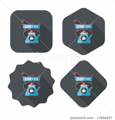Coffee shop signs flat icon with long shadow,eps10 Coffee shop signs flat icon with long shadow,eps10 13666897