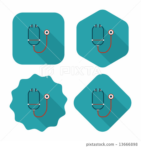 stethoscope flat icon with long shadow stethoscope flat icon with long shadow 13666898