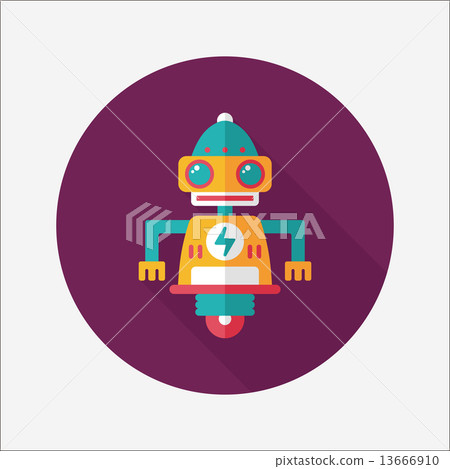 robot concept flat icon with long shadow,eps10 13666910