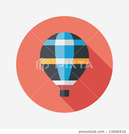 Transportation hot air ballon flat icon with long shadow,eps10 13666916