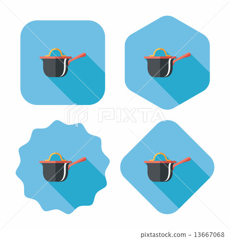 kitchenware pot flat icon with long shadow,eps10 kitchenware pot flat icon with long shadow,eps10 13667068