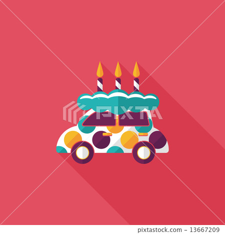 birthday cake flat icon with long shadow,eps10 - Stock Illustration ...