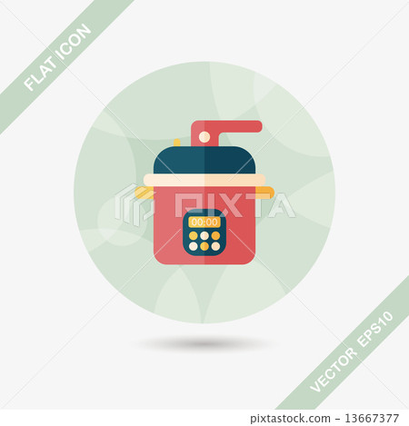kitchenware rice cooker flat icon with long shadow,eps10 13667377