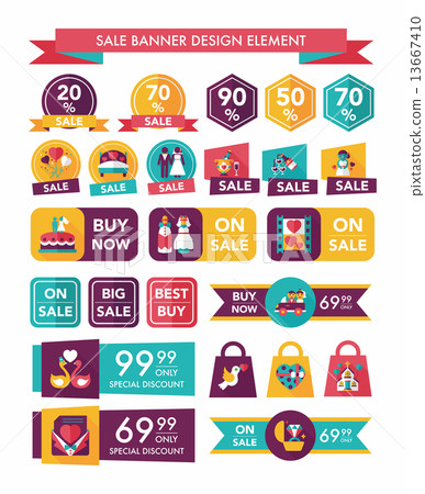 Wedding sale banner flat design background set, eps10 13667410