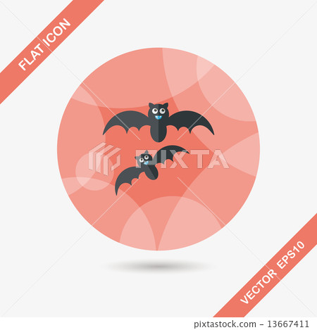 Halloween bat flat icon with long shadow,eps10 13667411