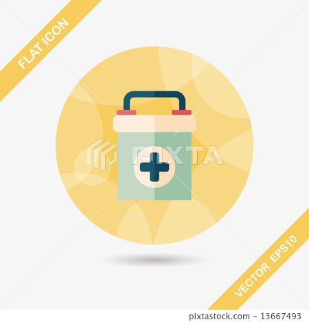 first aid kit flat icon with long shadow,eps10 13667493