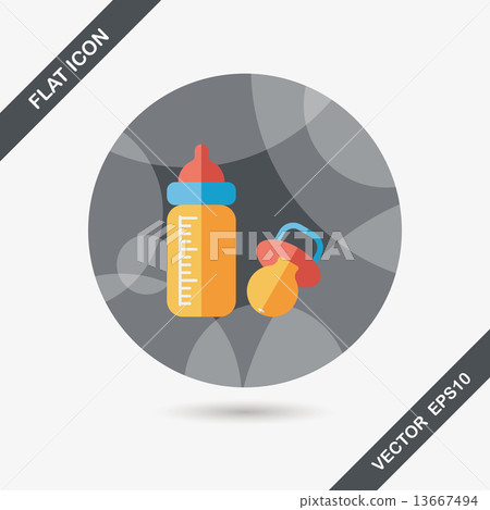 Baby bottle flat icon with long shadow,EPS 10 13667494