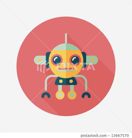 robot concept flat icon with long shadow,eps10 13667570
