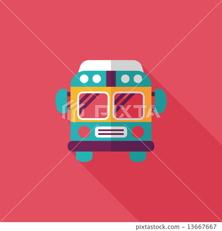 Transportation bus flat icon with long shadow,eps10 13667667