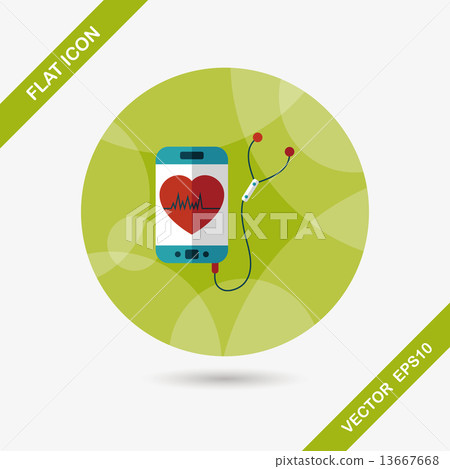heart rate sport equipment flat icon with long shadow,eps10 13667668