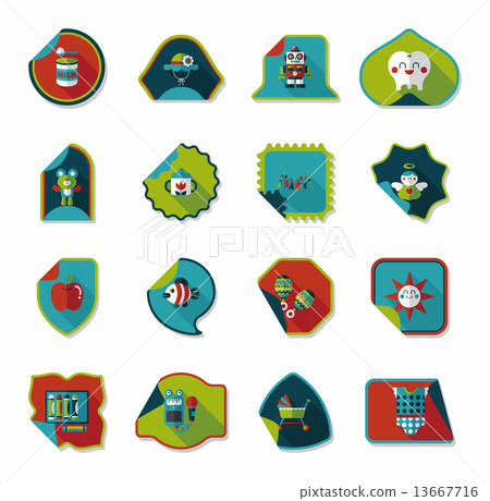 baby sticker banner design flat background set, eps10 baby sticker banner design flat background set, eps10 13667716