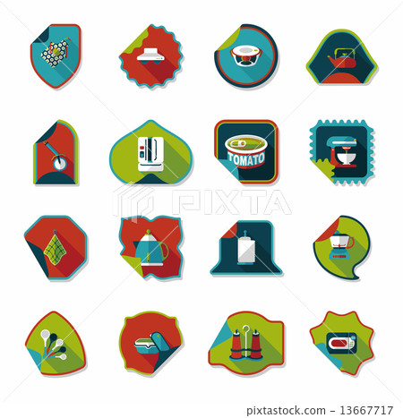 Kitchenware sticker flat banner background set, eps10 Kitchenware sticker flat banner background set, eps10 13667717