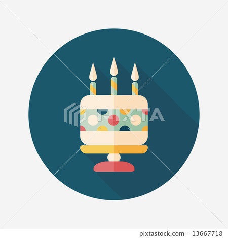 birthday cake flat icon with long shadow,eps10 - Stock Illustration ...