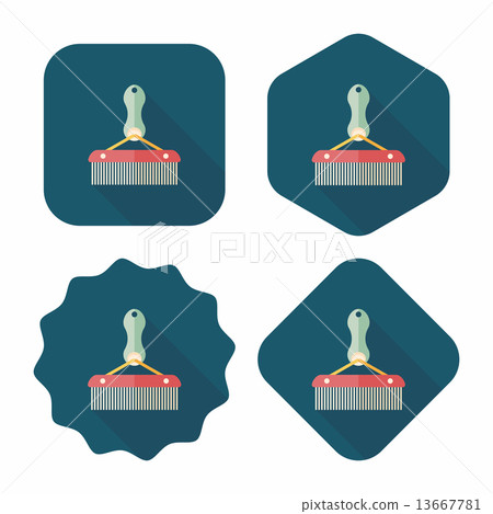Pet dog brush flat icon with long shadow,eps10 13667781