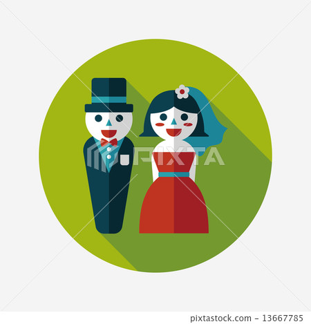 wedding couple flat icon with long shadow,eps10 - Stock Illustration ...
