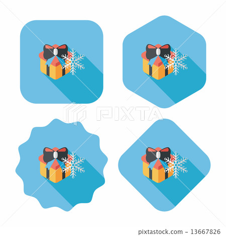 Christmas gift flat icon with long shadow,eps10 13667826