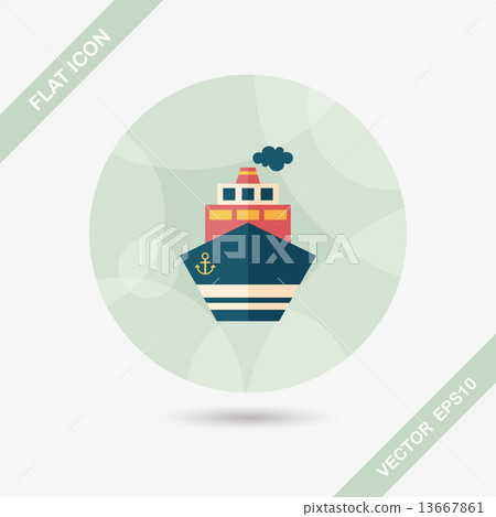 Transportation ship flat icon with long... - Stock Illustration ...