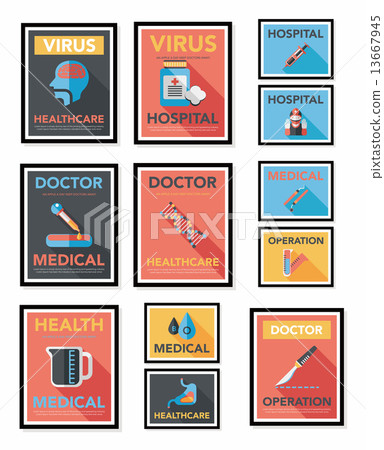 Hospital Poster Banner Design Flat Background Stock