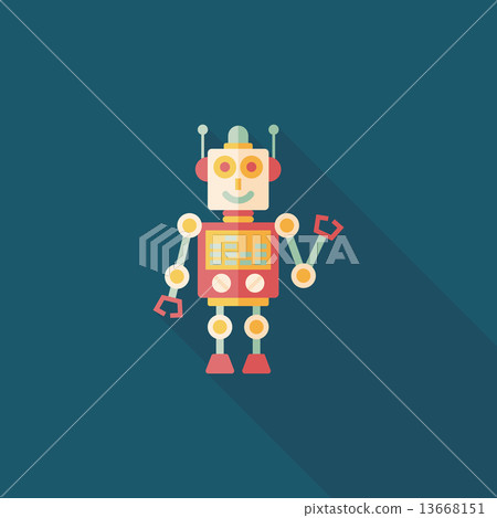 robot concept flat icon with long shadow,eps10 13668151
