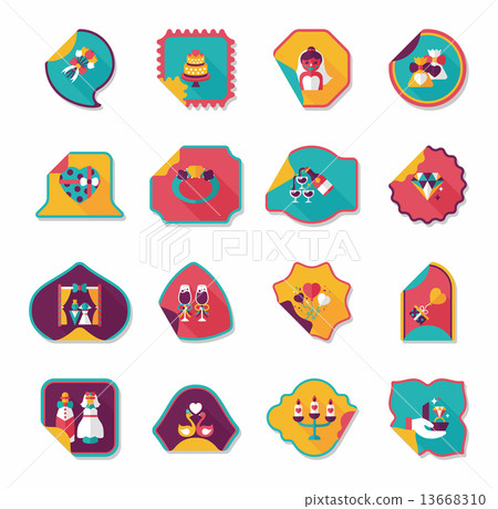 Wedding sticker flat design background set, eps10 Wedding sticker flat design background set, eps10 13668310