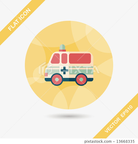 ambulance car flat icon with long shadow,eps10 13668335