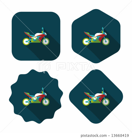 Transportation motorcycle flat icon with long shadow,eps10 Transportation motorcycle flat icon with long shadow,eps10 13668419