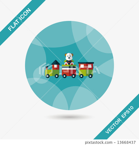 Train toy flat icon with long shadow,EPS 10 13668437