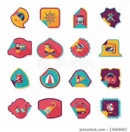 Travel sticker flat banner background set, eps10 13668662