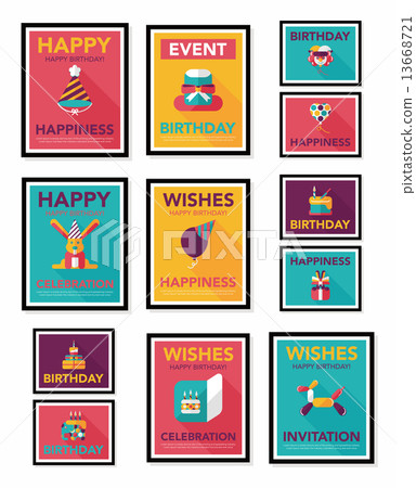 Birthday poster flat banner design flat background set, eps10 Birthday poster flat banner design flat background set, eps10 13668721