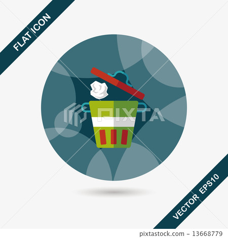 kitchenware garbage can flat icon with long... - Stock Illustration ...