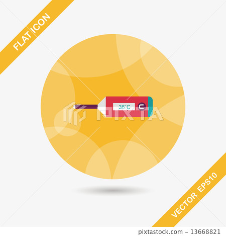 medical thermometer flat icon with long shadow,eps10 13668821