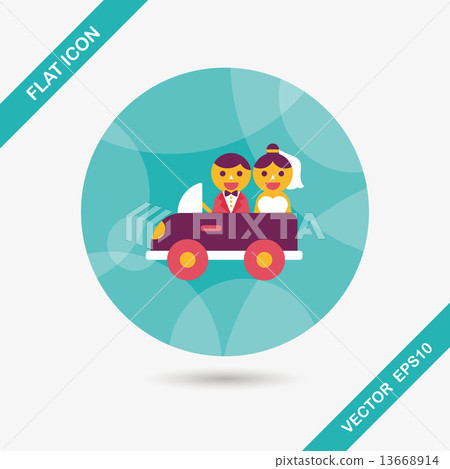 wedding car flat icon with long shadow, eps10 wedding car flat icon with long shadow, eps10 13668914