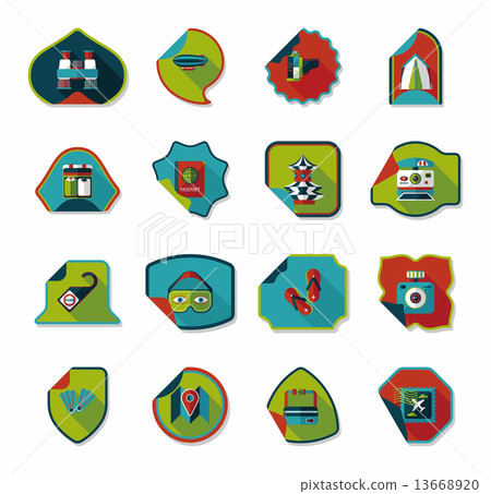 Travel sticker flat banner background set, eps10 Travel sticker flat banner background set, eps10 13668920