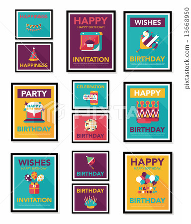 Birthday poster flat banner design flat background set, eps10 Birthday poster flat banner design flat background set, eps10 13668950