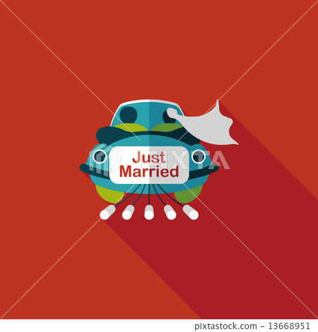 wedding car flat icon with long shadow, eps10 wedding car flat icon with long shadow, eps10 13668951