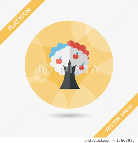 apple tree flat icon with long shadow,eps10 apple tree flat icon with long shadow,eps10 13668953