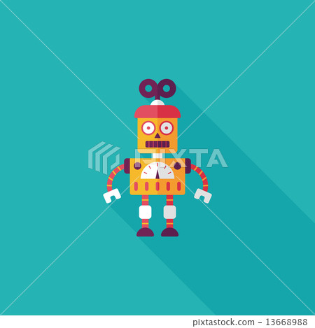 robot concept flat icon with long shadow,eps10 13668988