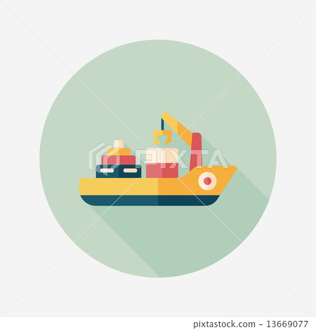 Transportation Container ship flat icon with... - Stock Illustration ...