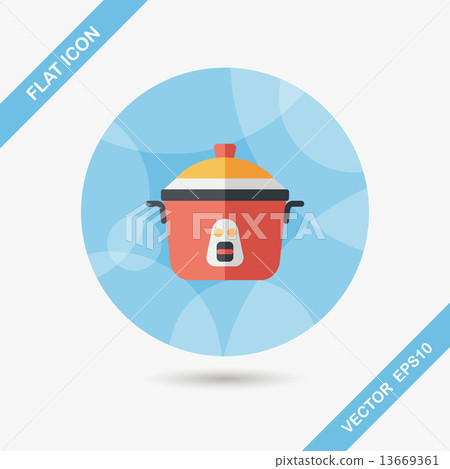 kitchenware rice cooker flat icon with long shadow,eps10 13669361