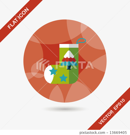 Christmas stocking flat icon with long shadow,eps10 13669405