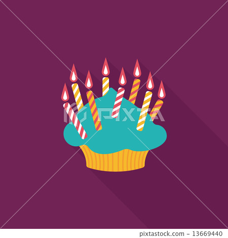 birthday cake flat icon with long shadow,eps10 - Stock Illustration ...