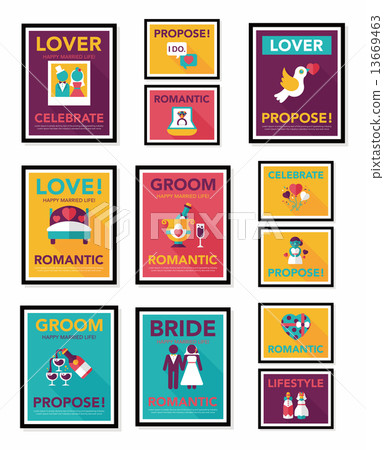 Wedding poster flat design background set, eps10 Wedding poster flat design background set, eps10 13669463